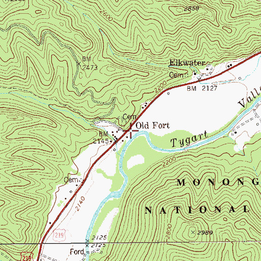 Topographic Map of Old Fort, WV