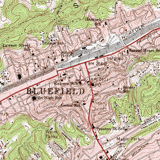 Topographic Map of Ramsey Elementary School (historical), WV