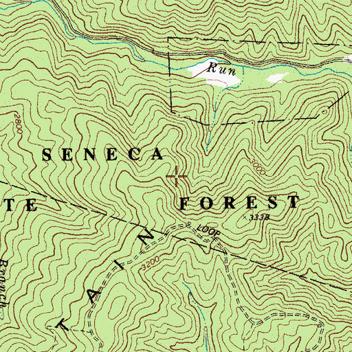 Topographic Map of Seneca State Forest, WV