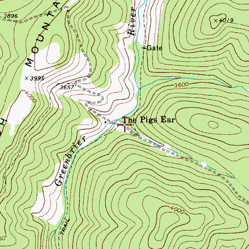 Topographic Map of The Pigs Ear, WV