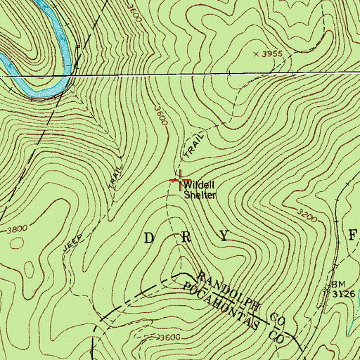 Topographic Map of Wildell Shelter, WV