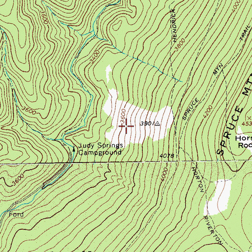 Topographic Map of Judy Springs Trail, WV