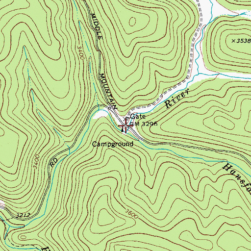 Topographic Map of Little River Campground, WV