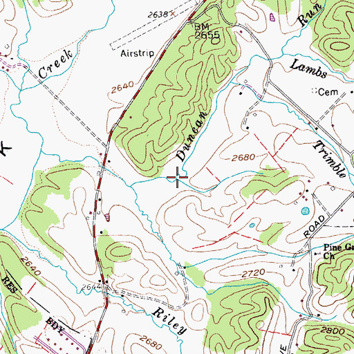 Topographic Map of Duncan Run, WV