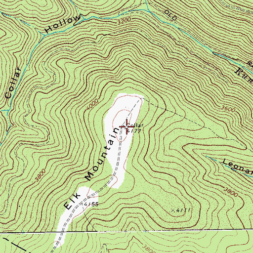 Topographic Map of Elk Mountain, WV