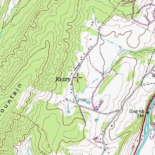 Topographic Map of Entry, WV