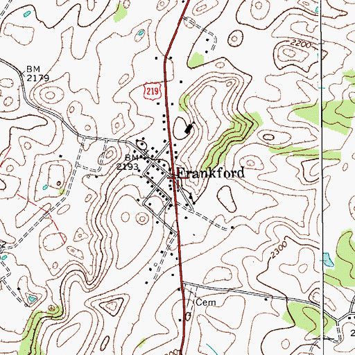 Topographic Map of Frankford, WV