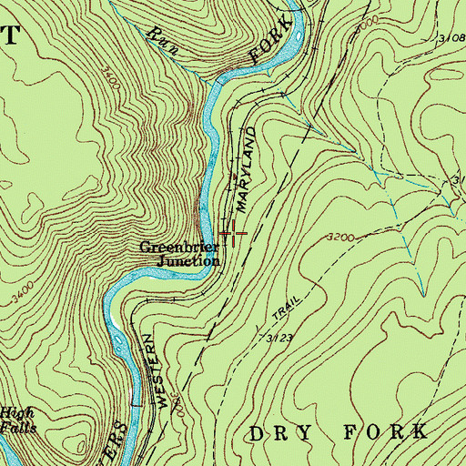 Topographic Map of Greenbrier Junction, WV