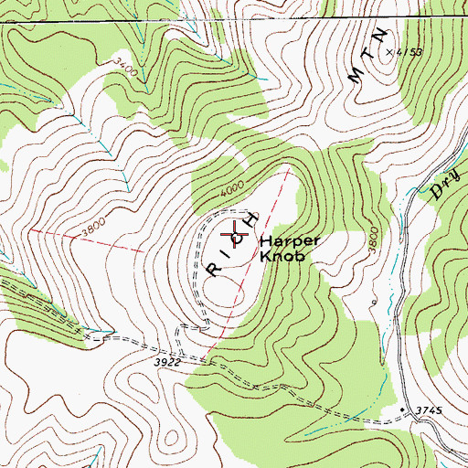 Topographic Map of Harper Knob, WV