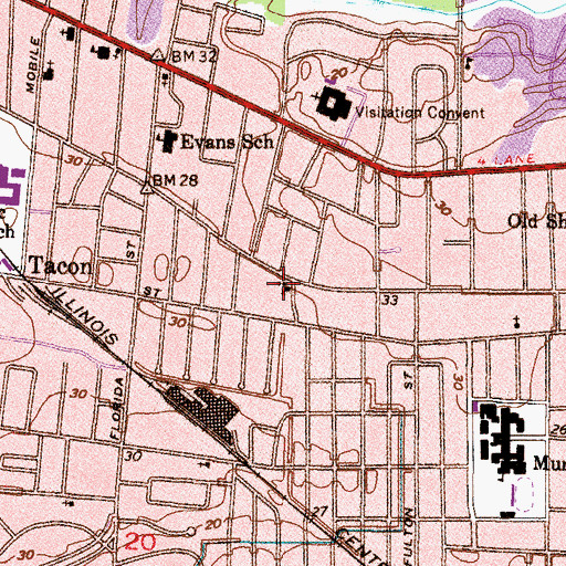 Topographic Map of Ashland Place United Methodist Church, AL