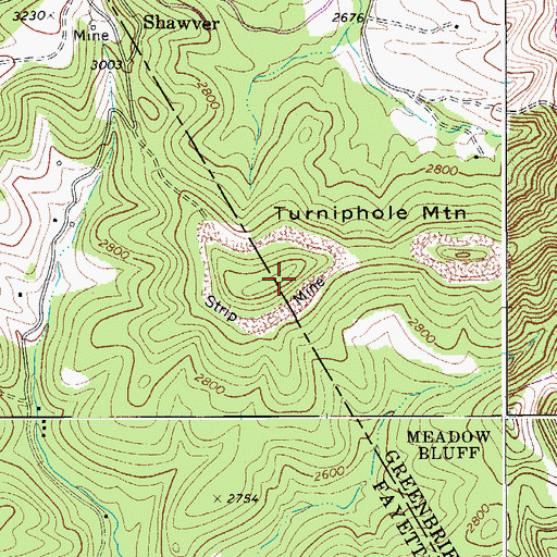 Topographic Map of Turniphole Mountain, WV