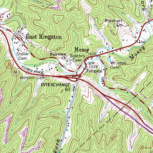 Topographic Map of Interchange 60, WV