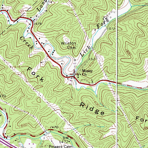 Topographic Map of Lick Fork, WV