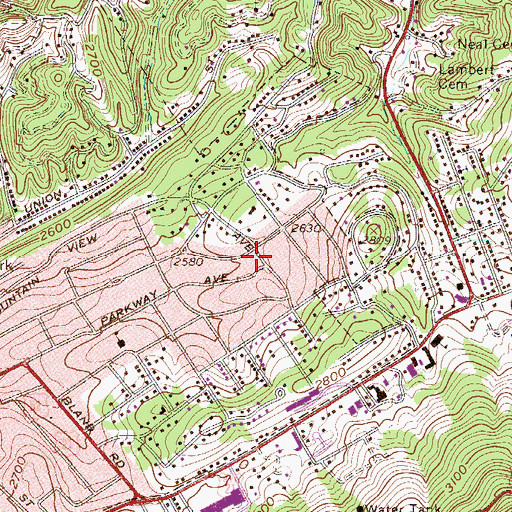 Topographic Map of Montvale Park, WV