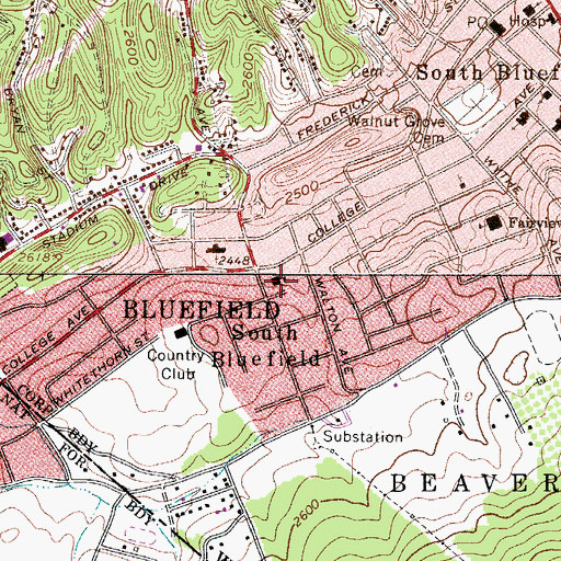 Topographic Map of Whitethorn Elementary School, WV