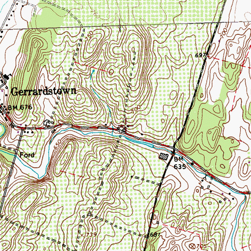 Topographic Map of Carter Spring, WV