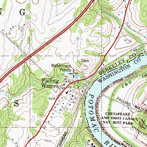 Topographic Map of Falling Waters Springs, WV