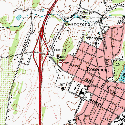 Topographic Map of WEPM-AM (Martinsburg), WV