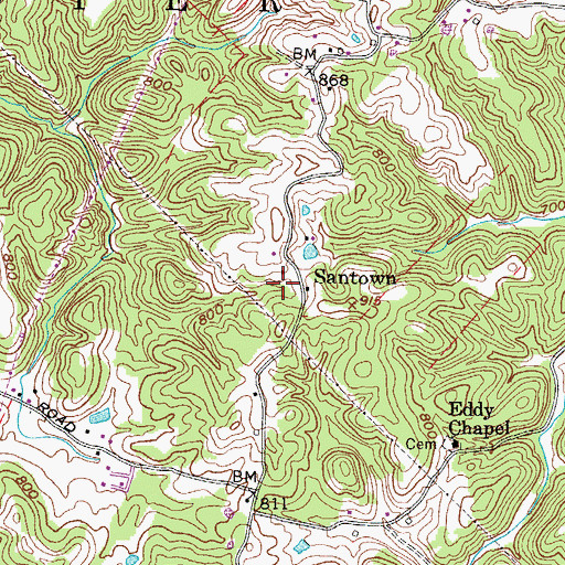 Topographic Map of Duff Spring, WV