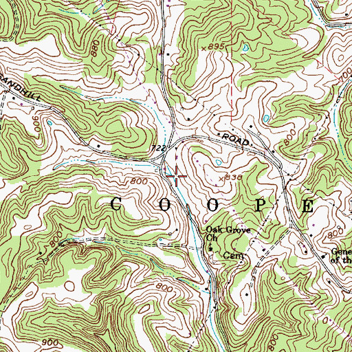 Topographic Map of Okey Roush Spring, WV