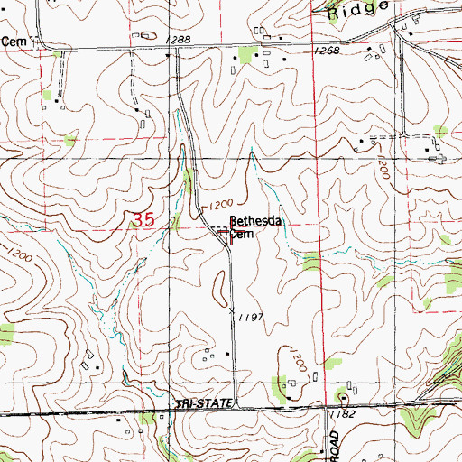 Topographic Map of Bethesda Cemetery, WI