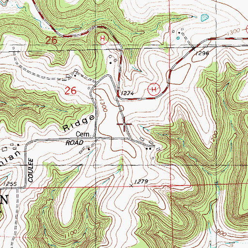 Topographic Map of Bohemian Ridge, WI