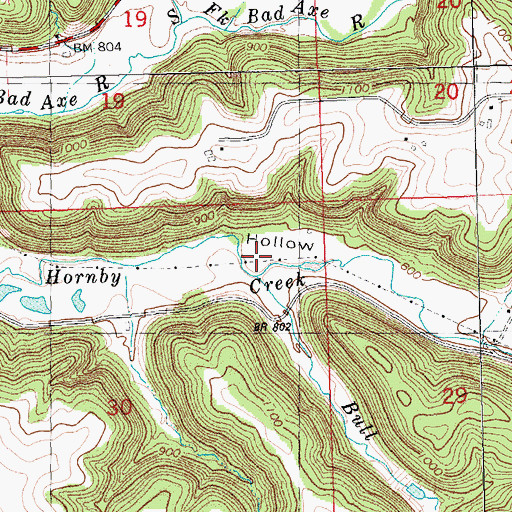 Topographic Map of Bull Run, WI