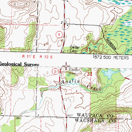 Topographic Map of Cedar Cemetery, WI