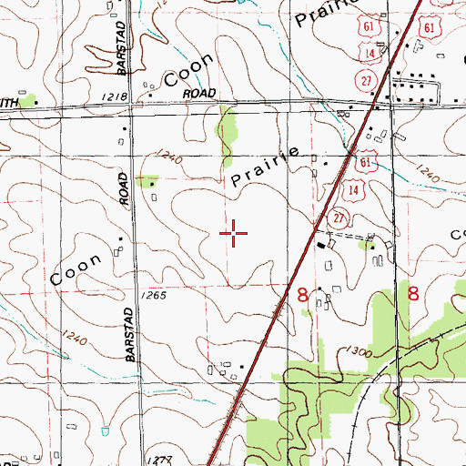 Topographic Map of Coon Prairie, WI