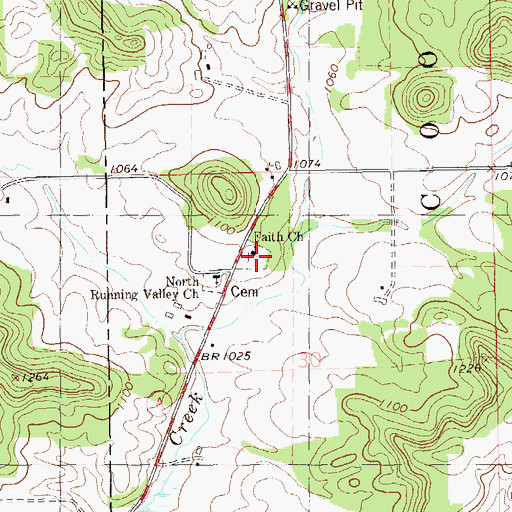 Topographic Map of Faith Church, WI