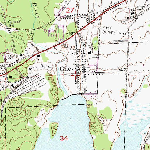Topographic Map of Gile, WI