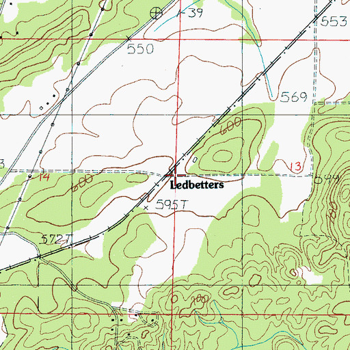 Topographic Map of Ledbetters, AL