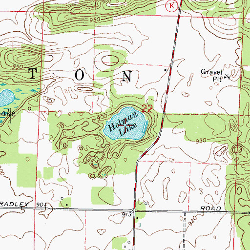 Topographic Map of Holman Lake, WI