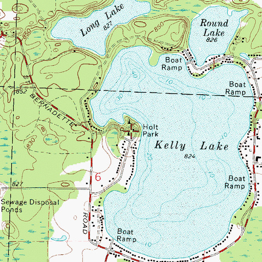 Topographic Map of Holt Park, WI