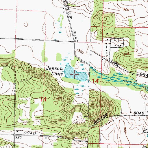 Topographic Map of Jenson Lake, WI