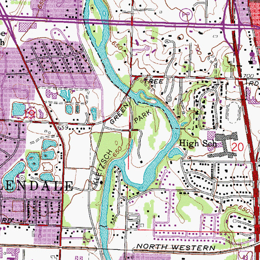 Topographic Map of Kletzsch Park, WI