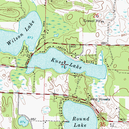 Topographic Map of Kusel Lake, WI
