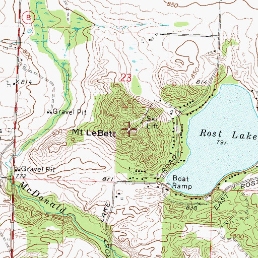 Topographic Map of Mount LeBett, WI