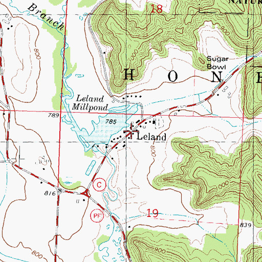 Topographic Map of Leland, WI
