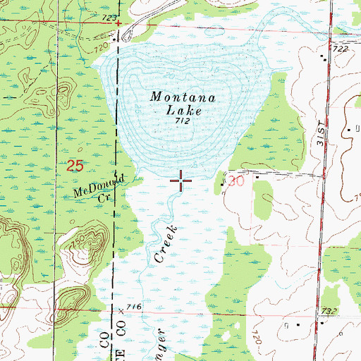 Topographic Map of Messenger Creek, WI