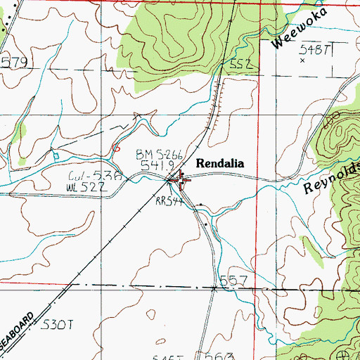 Topographic Map of Rendalia, AL