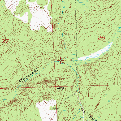 Topographic Map of Opergard Creek, WI