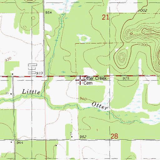 Topographic Map of Otter Creek Cemetery, WI