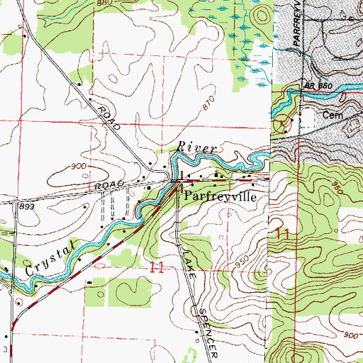 Topographic Map of Parfreyville, WI