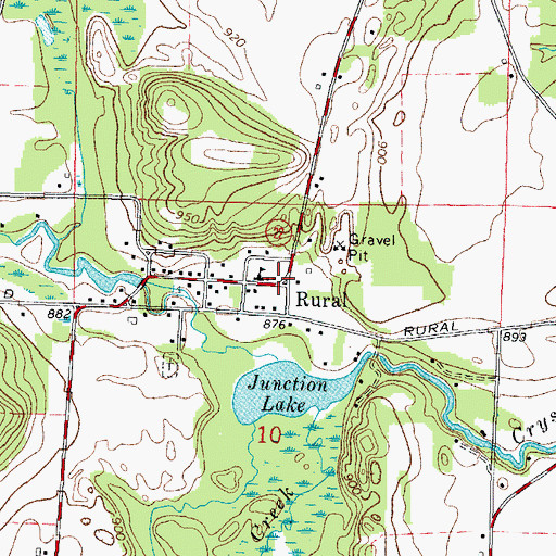 Topographic Map of Rural, WI