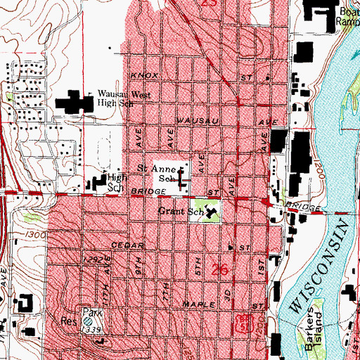 Topographic Map of Newman Catholic Elementary School - Saint Anne Parish, WI