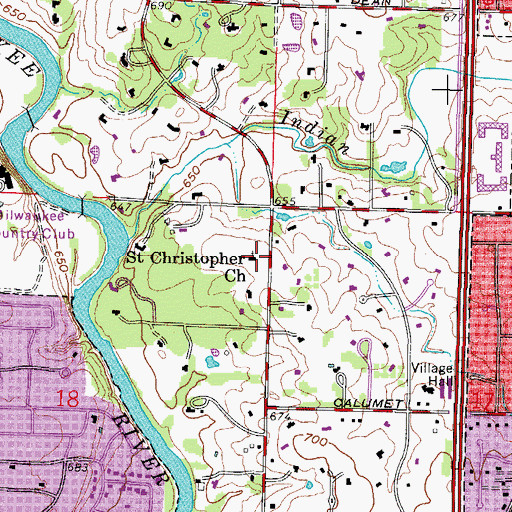 Topographic Map of Saint Christopher Church, WI