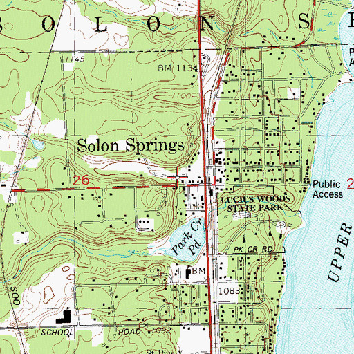 Topographic Map of Solon Springs, WI