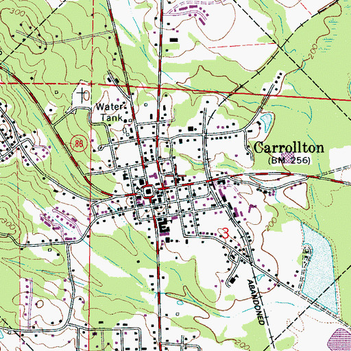Topographic Map of Carrollton Methodist Church, AL