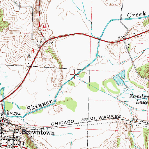Topographic Map of Zander Creek, WI